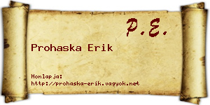 Prohaska Erik névjegykártya